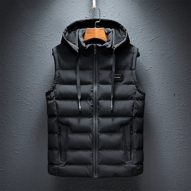 Men’s Quilted Puffer Vest - Hooded - Water-Resistant - Zipped Pockets - Casual Wear