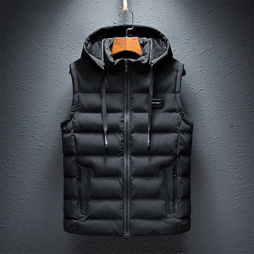 Men’s Quilted Puffer Vest - Hooded - Water-Resistant - Zipped Pockets - Casual Wear