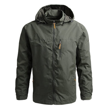 Men’s Jacket - Waterproof Hooded Outerwear - Multi-Pocket Durable Design