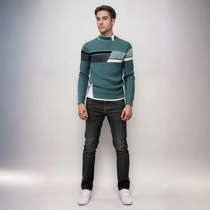 Modern pull-over knitted sweater for men
