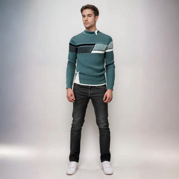 Modern pull-over knitted sweater for men