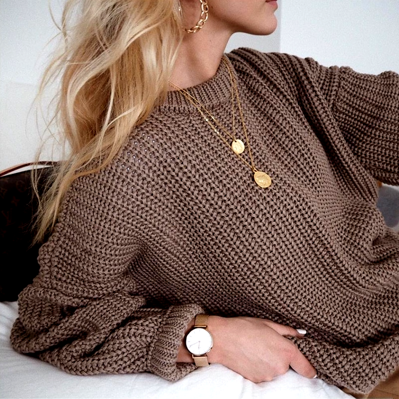 Oversized knitted sweater for dress