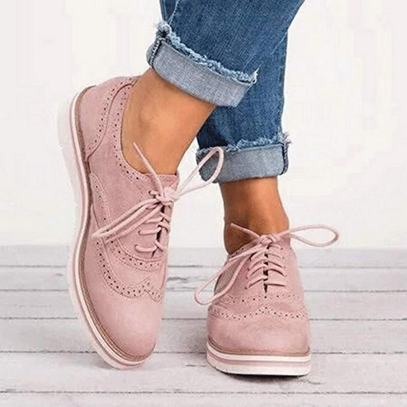 Leather suede lace up boat shoes for women