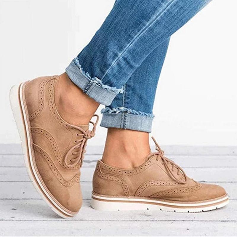 Leather suede lace up boat shoes for women