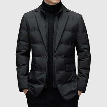 Men's Quilted Jacket – Tailored Fit – Notched Lapel – Two-Button Blazer Style