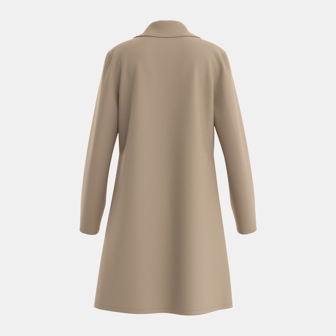 Women’s Tailored Coat – Wool Blend – Double-Breasted – Mid-Thigh Length – Wide Lapel