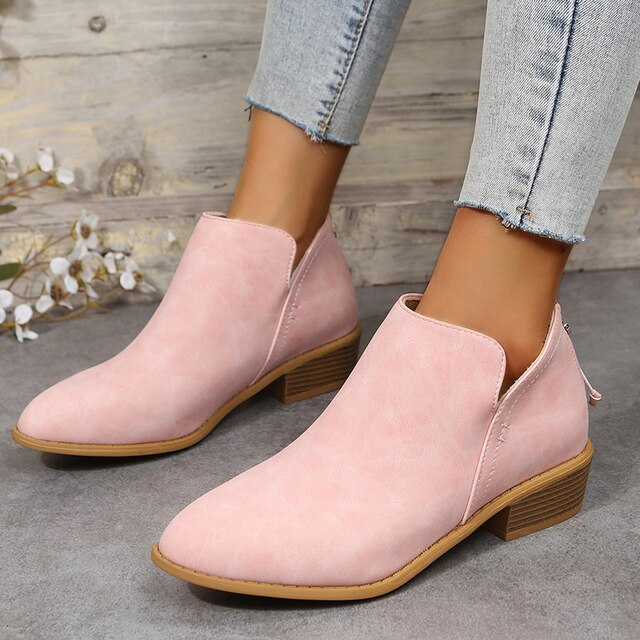 Pointed suede ankle boots for women