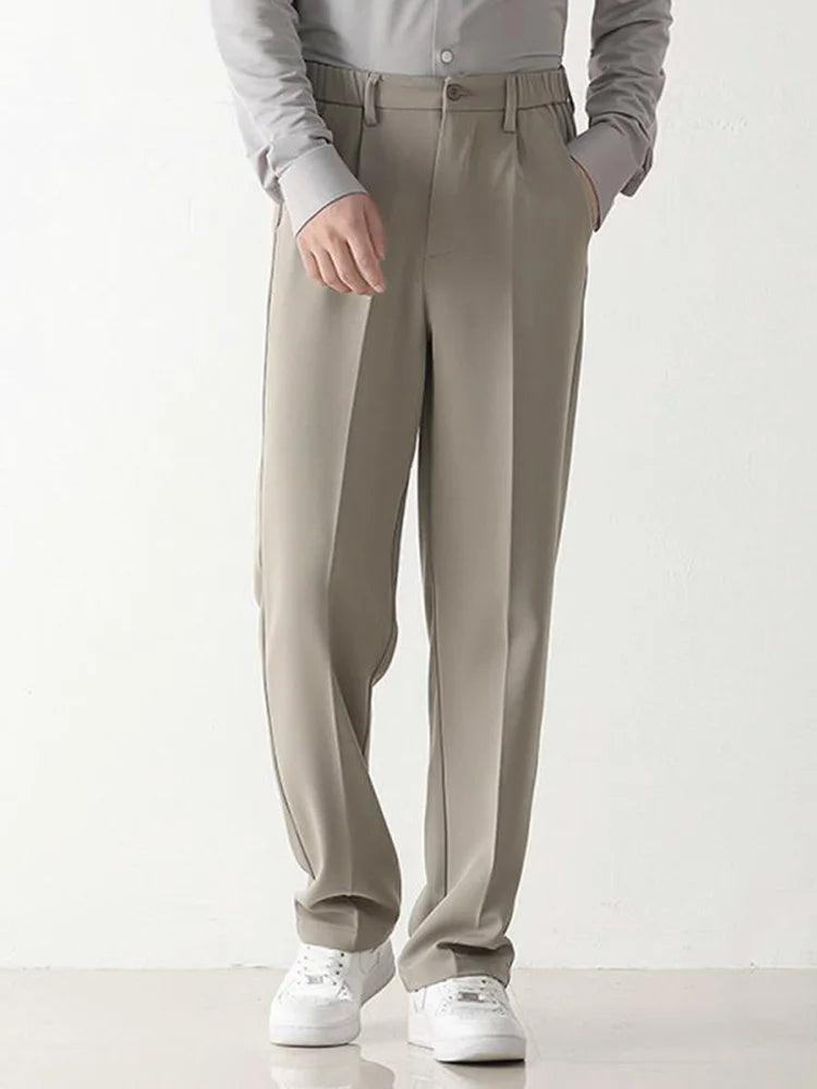 Men’s Formal Trousers – Relaxed Fit – Draped Silhouette – Flat Front – Full Length