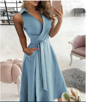 Stylish v-neck hip dress for women