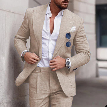 Men’s Suit – Linen 2-Piece Set – Slim Fit – Single Breasted – Notch Lapel