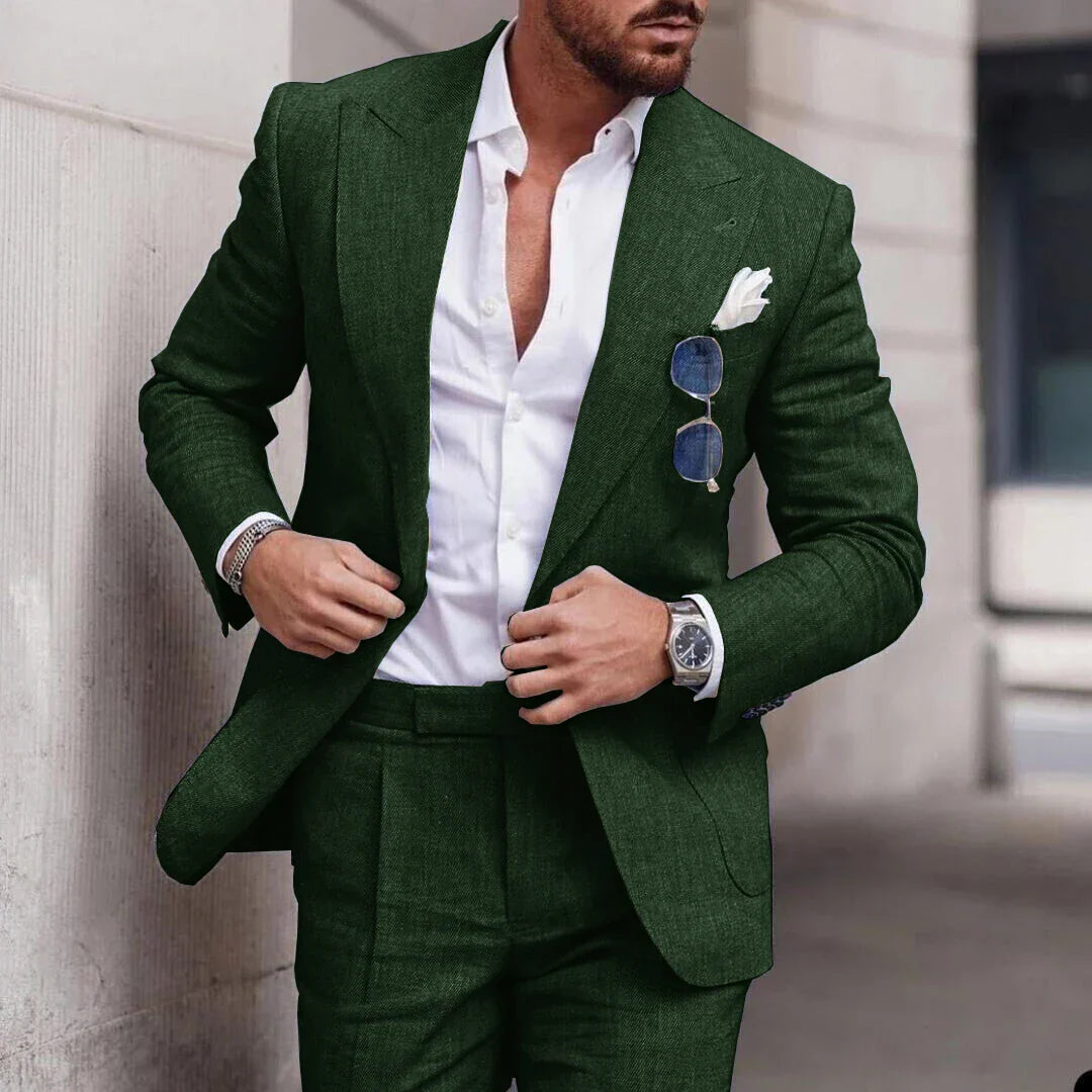 Men’s Suit – Linen 2-Piece Set – Slim Fit – Single Breasted – Notch Lapel