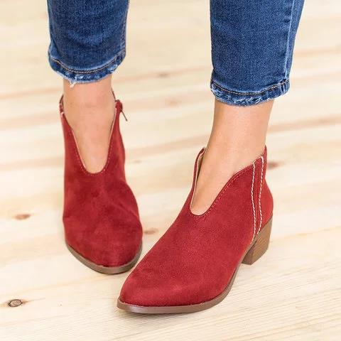 Sexy v-shaped ankle boots for women