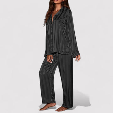 Button down shirt and pants pajamas set for women