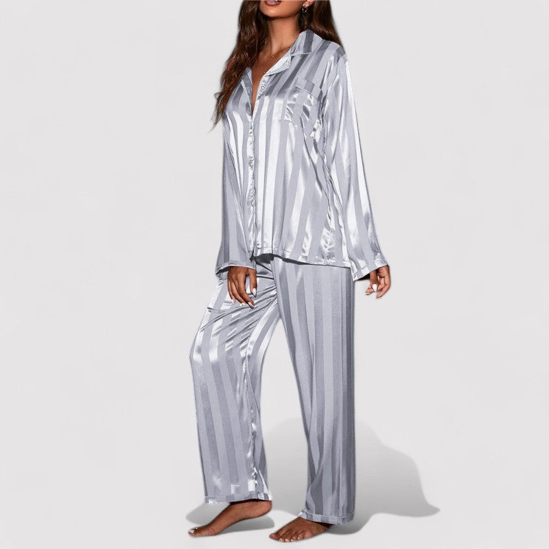 Button down shirt and pants pajamas set for women