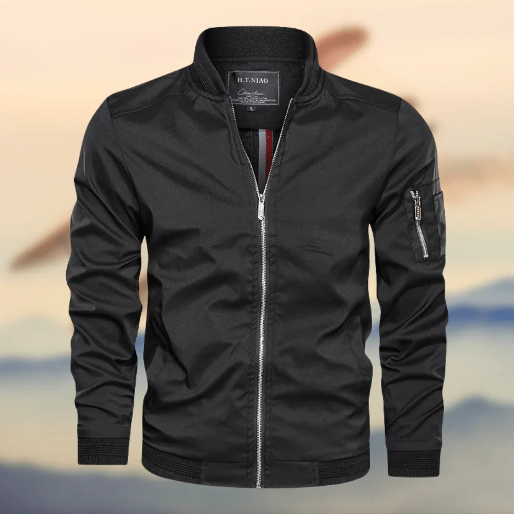Men’s Bomber Jacket – Regular Fit – Ribbed Trim – Zip Pocket – Weather-Resistant Fabric