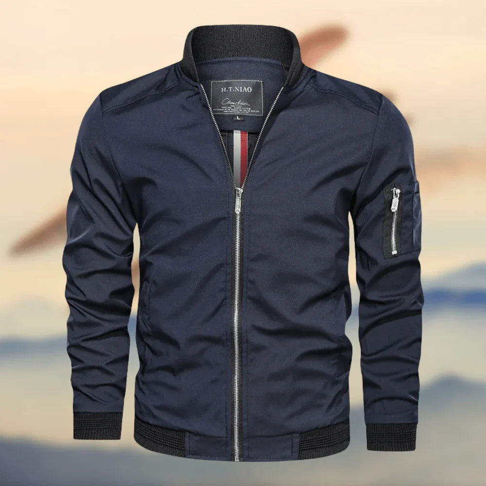 Men’s Bomber Jacket – Regular Fit – Ribbed Trim – Zip Pocket – Weather-Resistant Fabric