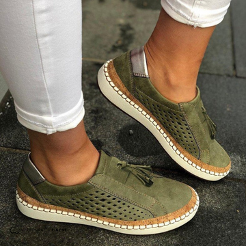 Claire Suede Orthopedic Slip-On Shoes | Perforated Tassel Slip-On Shoes