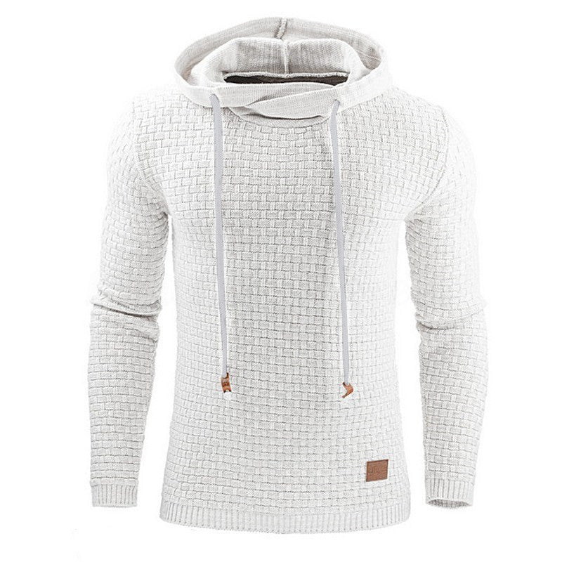 Waffle-textured hoodie for men