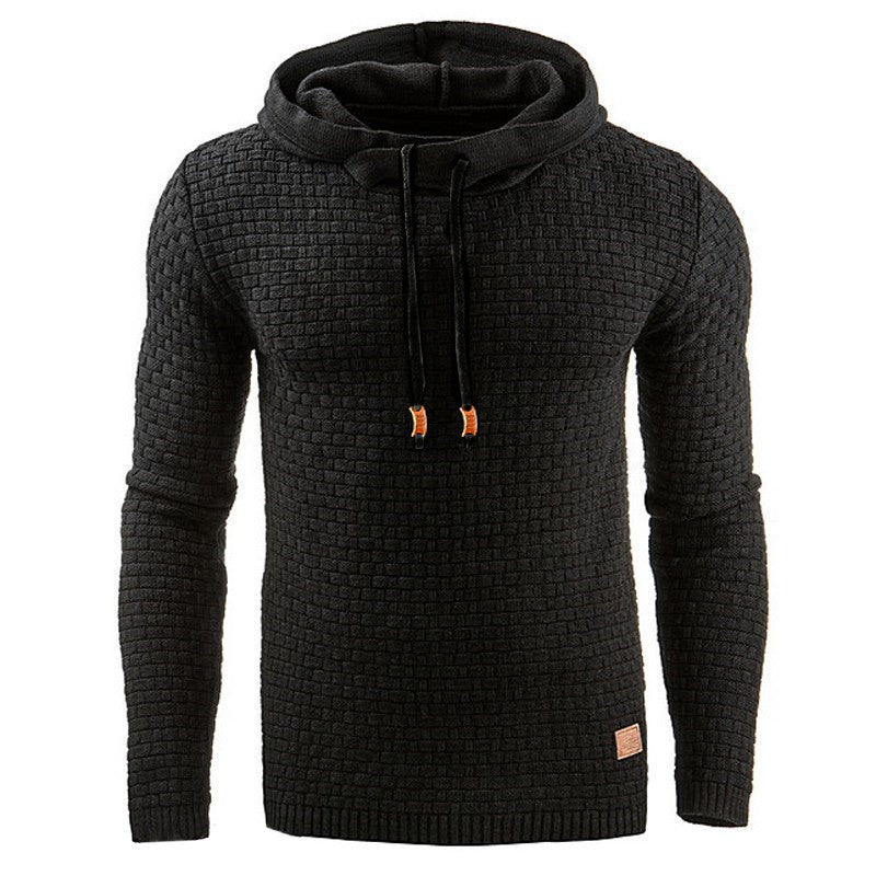 Waffle-textured hoodie for men