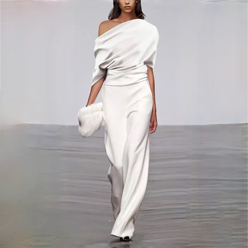 One shoulder straight jumpsuits for women