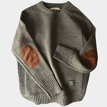 Pull-over elbow patch sweater for men