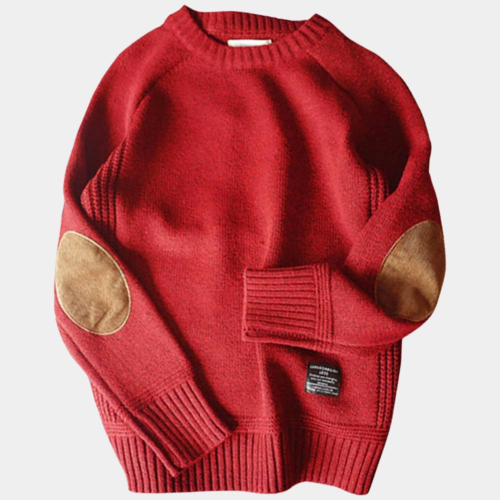 Pull-over elbow patch sweater for men