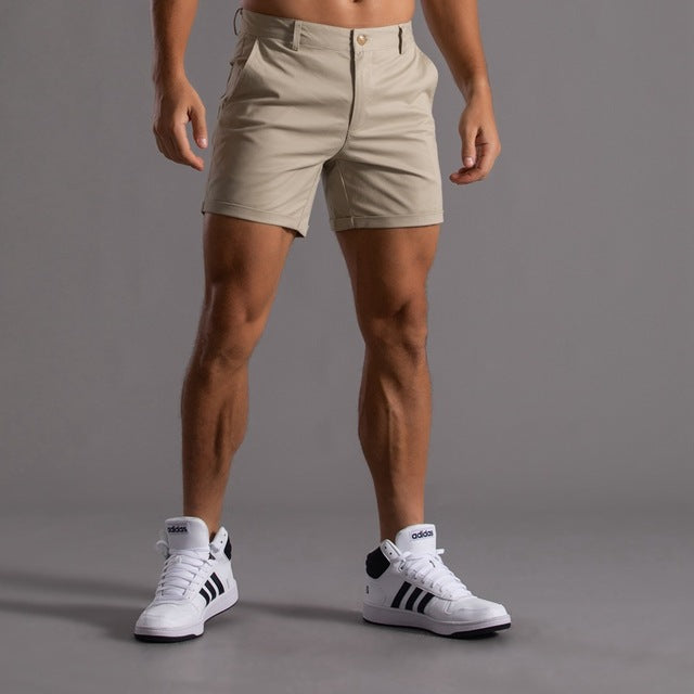 Men's Khaki Cotton Chino Shorts | Casual Breathable Knee-Length Summer Essentials