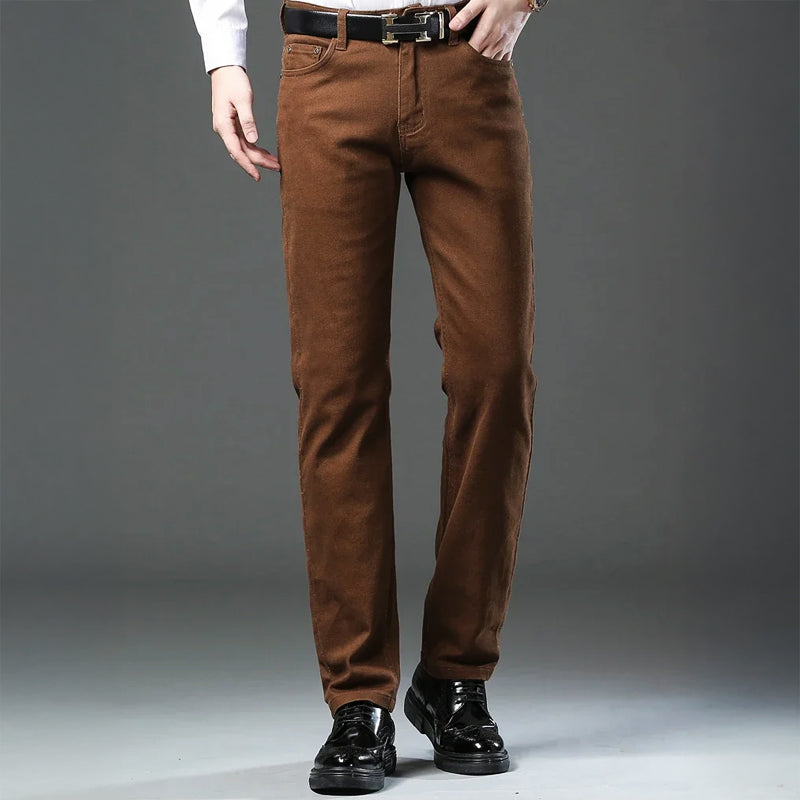 Men’s Casual Trousers – Tapered Fit – Cotton Blend – Five Pockets – Full Length