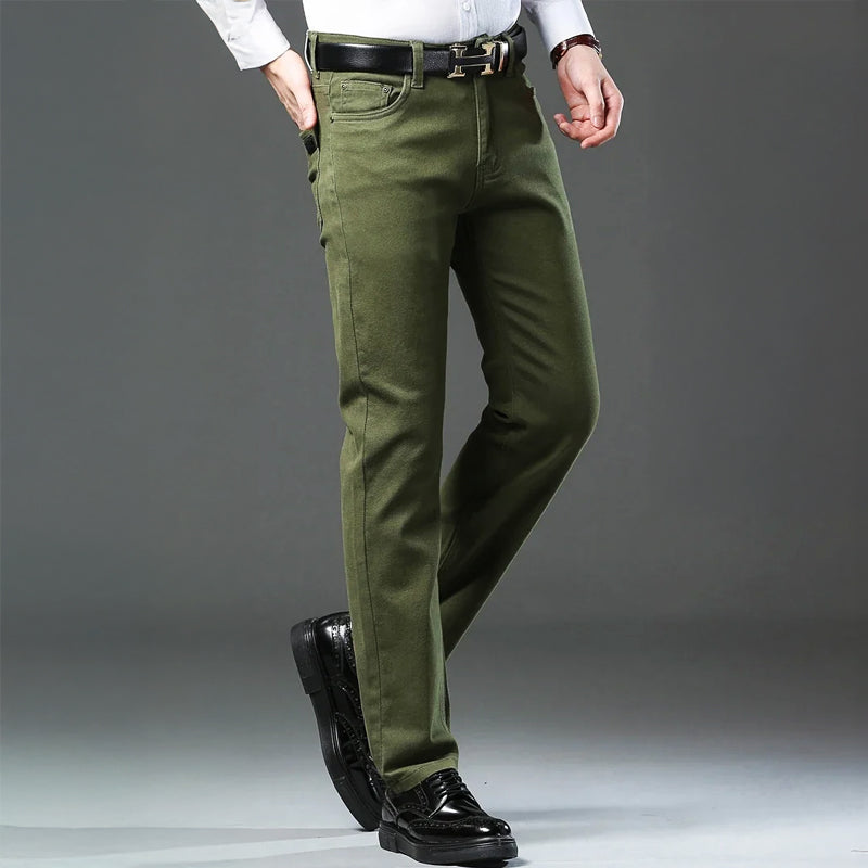 Men’s Casual Trousers – Tapered Fit – Cotton Blend – Five Pockets – Full Length