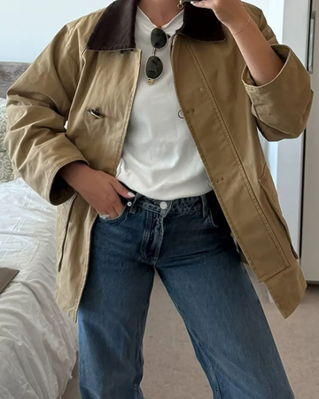 Women’s Jacket – Relaxed Fit – Cotton Canvas Feel – Snap Button Front – Mid Length