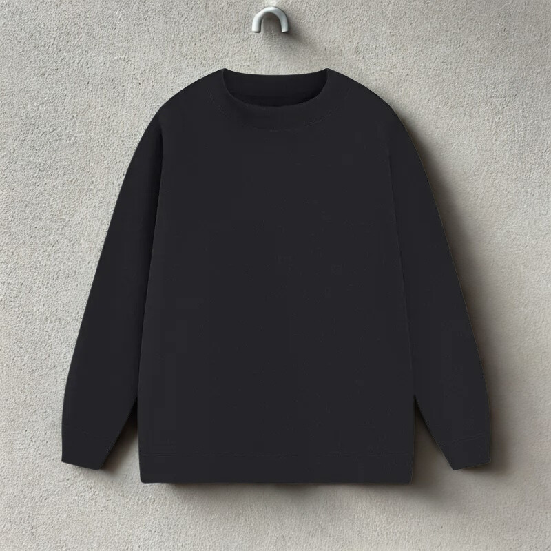 Men’s Pullover Sweatshirt – Loose Fit – Cotton Blend – Ribbed Crew Neck – Long Sleeve