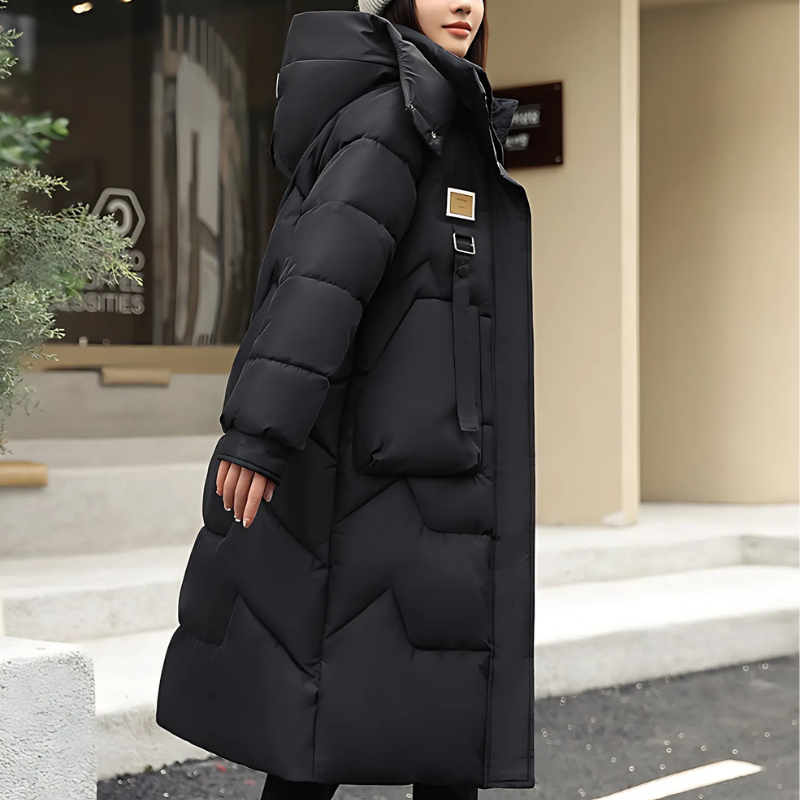 Women’s Trench Coat – Quilted Insulated – Oversized Fit – Hooded High Collar