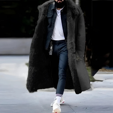 Men’s Trench Coat – Oversized Relaxed Fit – Shearling Lined – Heavy Insulated Warmth