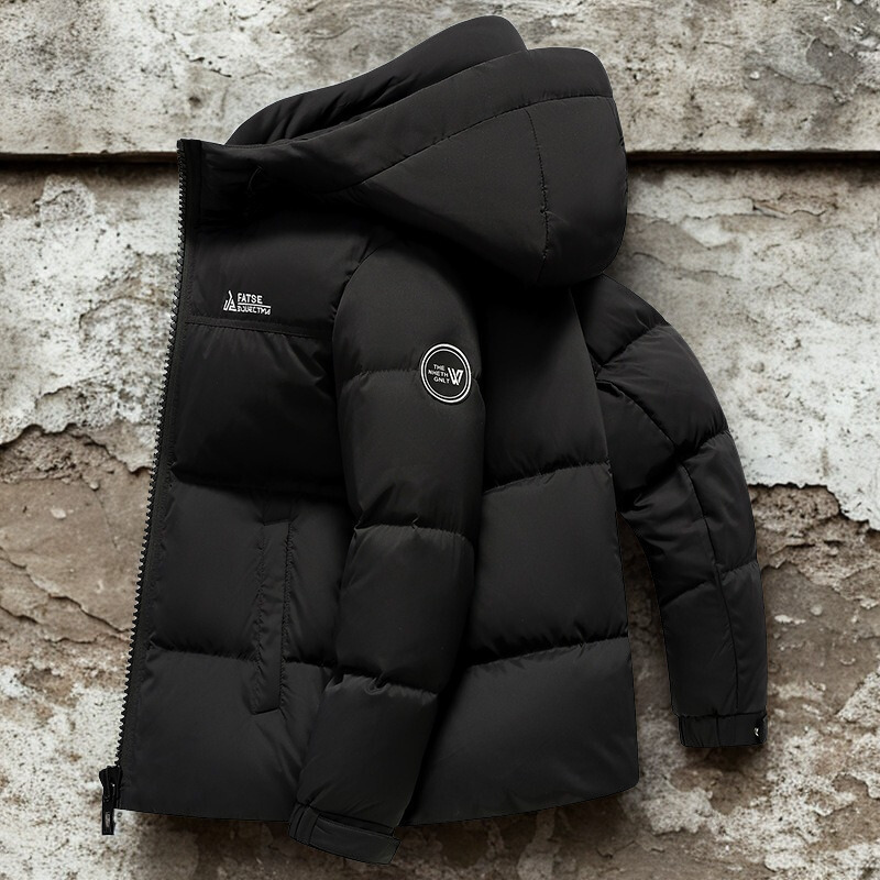 Men’s Puffer Jacket – Relaxed Fit – Water-Resistant – Full-Zip – Insulated Hooded Design