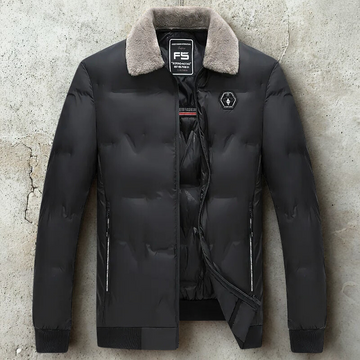 Men’s Bomber Jacket - Padded - Faux Fur Collar - Ribbed Trim