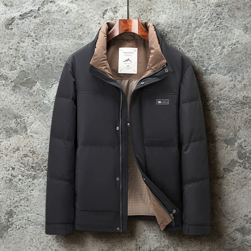 Men’s Puffer Jacket – Regular Fit – Windproof Insulated – Stand Collar – Full Zip