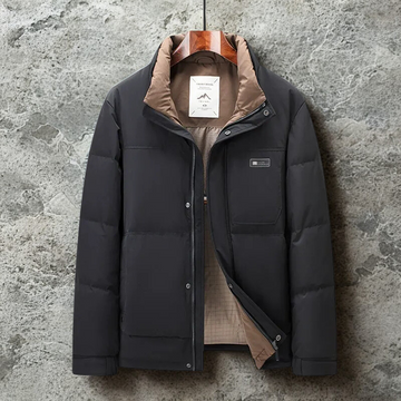 Men’s Puffer Jacket – Regular Fit – Windproof Insulated – Stand Collar – Full Zip