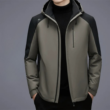 Men’s Hooded Jacket – Wind-Resistant – Straight Fit – Zippered Pockets – Drawstring Hood