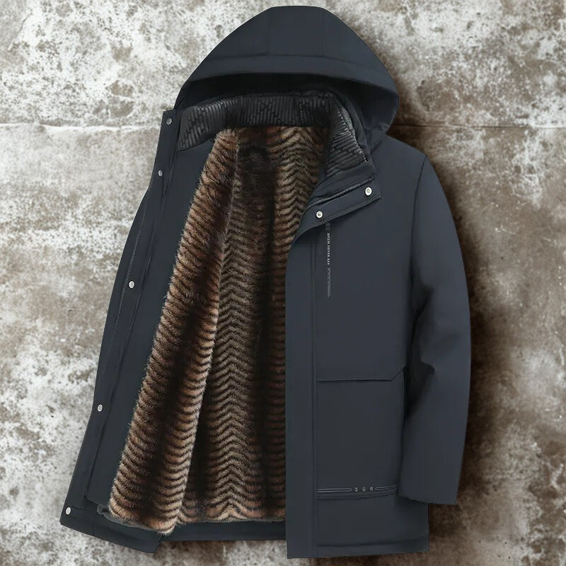Men’s Parka Jacket – Regular Fit – Water-Resistant – Detachable Lining – Hooded
