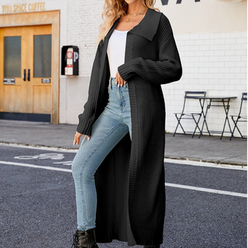 Women’s Cardigan – Chunky Knit – Oversized Fit – Open Front – Maxi Length Layering