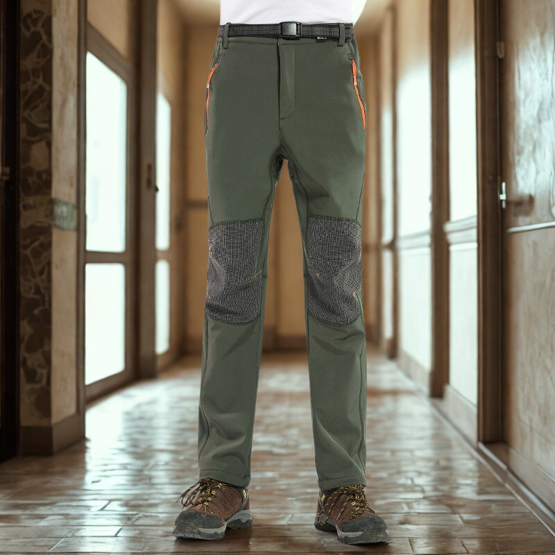 Men’s Outdoor Sports Pants – Softshell Slim Fit – Reinforced Knees – Zipper Pockets – Reflective Details – Belted Waist