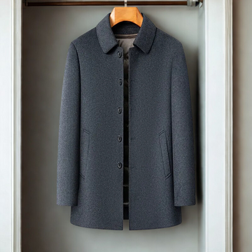 Men’s Mid-Length Coat – Wool Blend – Relaxed Fit – Single-Breasted – Insulated Lining