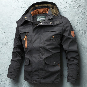 Men’s Jacket – Loose Fit – Windproof Water-Resistant – Hooded – Multi-Pocket Full-Zip