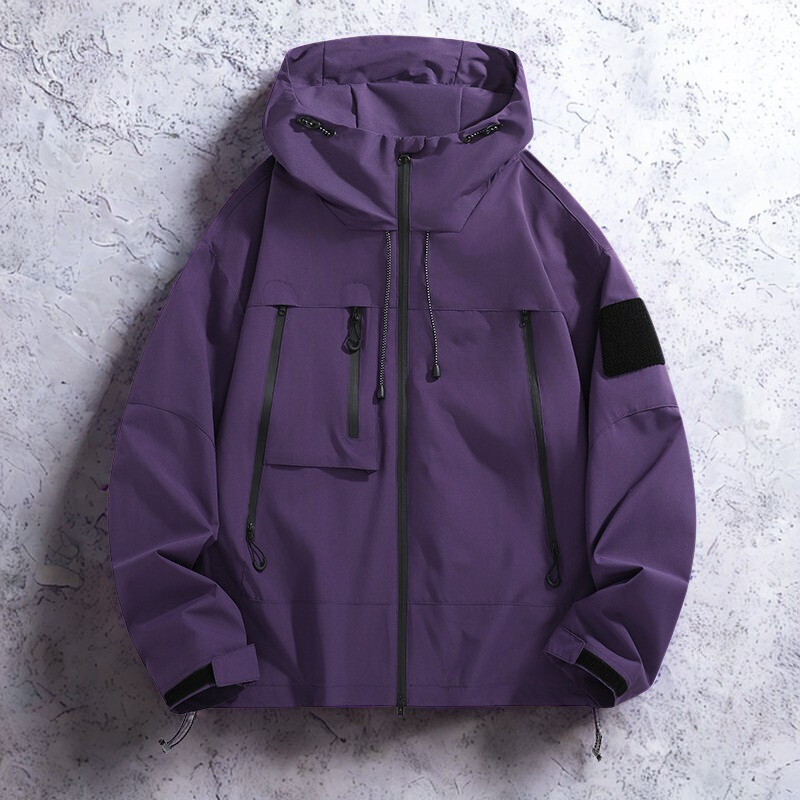 Men’s Waterproof Jacket – Relaxed Fit – Adjustable Hood – Zippered Pockets – Outdoor Wear