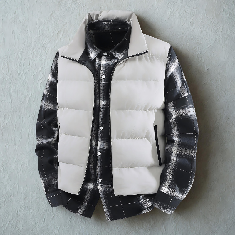 Men’s Puffer Vest – Insulated Quilted – Regular Fit – Stand Collar Zip Front