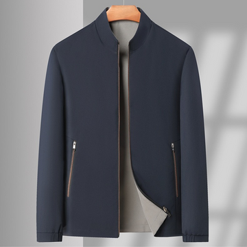 Men’s Bomber Jacket – Windproof – Relaxed Fit – Zipper Front – Stand Collar – Zip Pockets