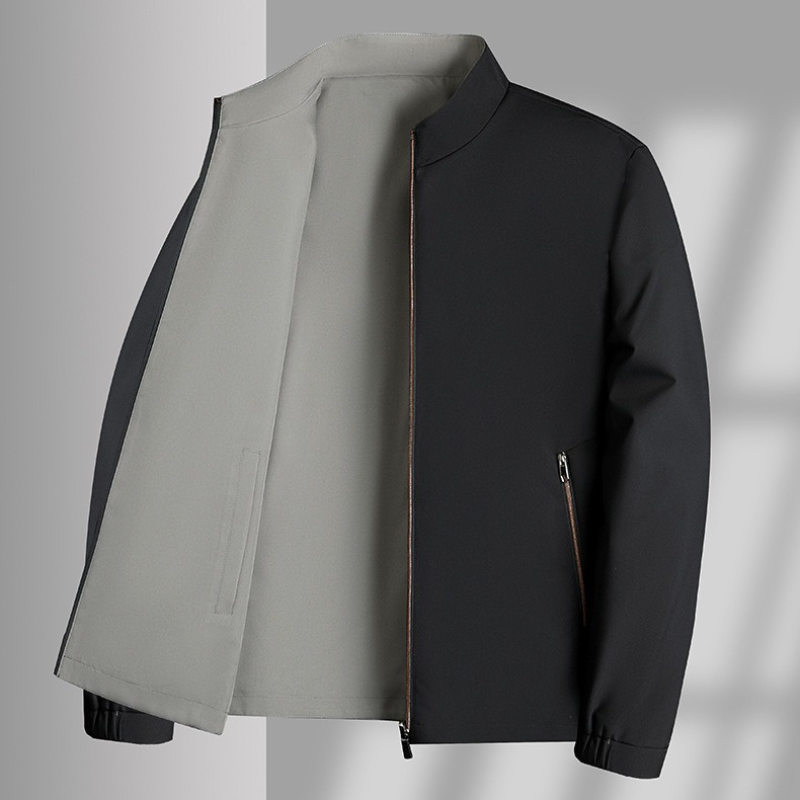 Men’s Bomber Jacket – Windproof – Relaxed Fit – Zipper Front – Stand Collar – Zip Pockets
