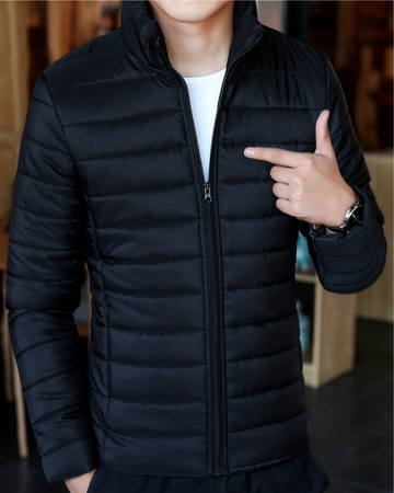 Men’s Quilted Insulated Jacket – Slim Fit – Lightweight Warmth – High Collar – Full Zip