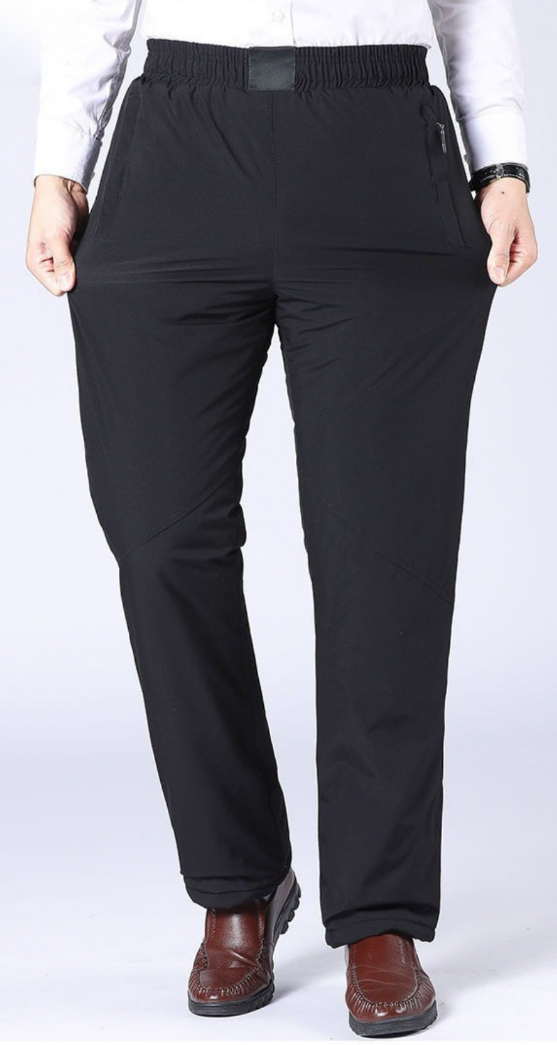 Men’s Casual Trousers – Straight Leg – Plush Lined – Elastic Waist – Zipper Pocket