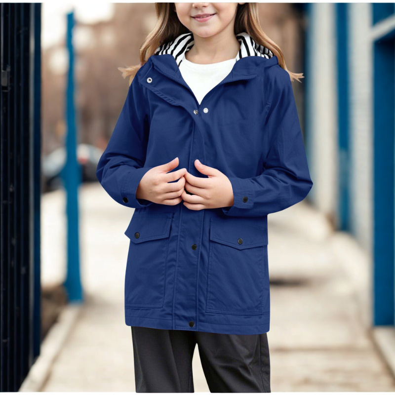 Women’s Hooded Jacket – Regular Fit – Zip Front with Snap Placket – Flap Pockets